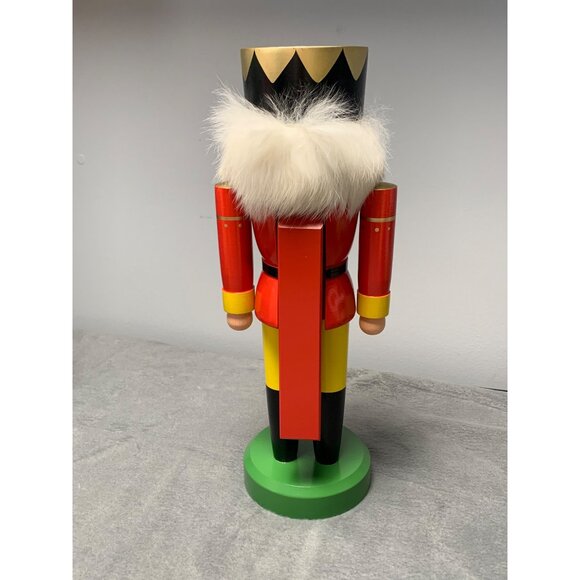 Erzgebirge German Nutcracker Figurine Red Yellow Outfit Faux Fur Accents Gold-Ti - Picture 4 of 10
